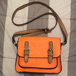 Orange purse with adjustable strap